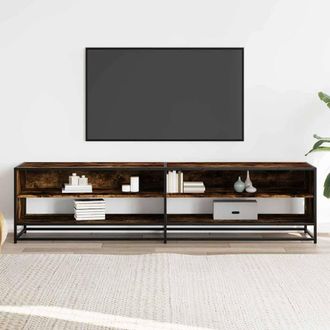 Berkfield Home TV Cabinet Smoked Oak 180.5x40x46 cm Engineered Wood in Brown