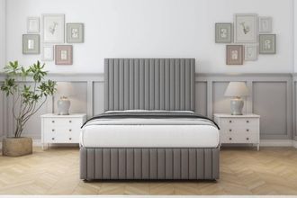 Comfort Beds Khloe Dumfries Divan Set 2 Drawers-54 Headboard-Footboard in Light Grey | Size: Double