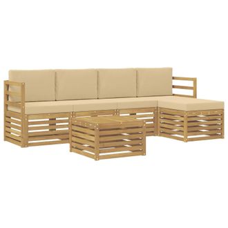 vidaXL Conjunto De Sof&aacute;s De Exterior Con Coj&iacute;n 6 Pcs Y Beige Poli&eacute;ster Vidaxl