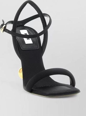 Moschino satin sandals square toe strappy gold detail