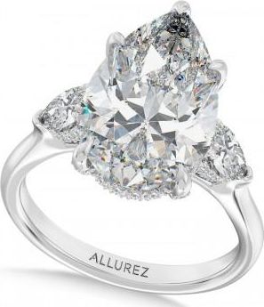 Allurez Pear Lab Diamond Engagement Ring Platinum (7.00ct)