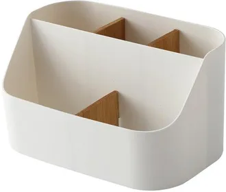 OEM Organizer Da Scrivania Monoblocco, Bianco, Portapenne Multifunzionale Con 5 Scomparti, Organizer Rimovibile Per Cosmetici E Articoli Per Ufficio