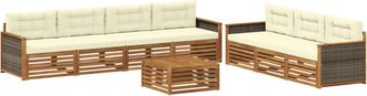 vidaXL Conjunto De Sof&aacute;s De Exterior 8 Uds. Natural Y Crema Vidaxl