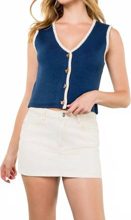 THML Clothing Button Knit Sweater Top In Navy