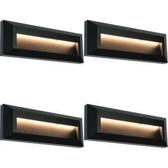 Loops 4 PACK Outdoor Pathway Guide Light - Indirect 2W Warm White LED - Black ABS