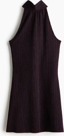 H&M Gecrinkeltes Neckholderkleid - Dunkellila