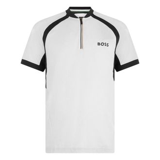 HUGO BOSS Matchball Zip-Neck Polo - male - Boss - Polo Shirts - White - 2XL - Tops