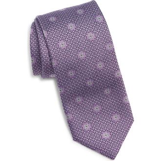 Canali Flower Silk Tie in Purple at Nordstrom