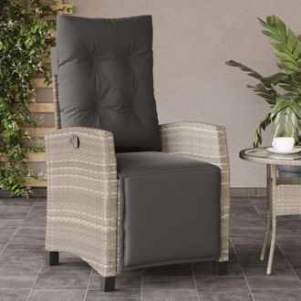vidaXL Vidaxl - Sedia Reclinabile Giardino Poggiapiedi Grigio Chiaro Polyrattan