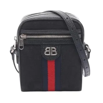 Balenciaga Pre-owned Cross Body Bags, male, Blue, Size: ONE SIZE Pre-owned Hacker Project Canvas Leather Shoulder Bag