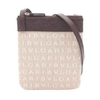 Bulgari Pre-owned Cross Body Bags, female, Beige, Size: ONE SIZE Pre-owned Logo Mania Canvas Leather Shoulder Bag