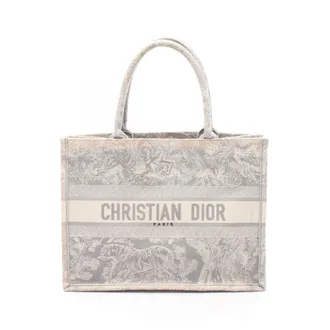 Dior Gray White Canvas Handbag Tote Bag (Pre-Owned)