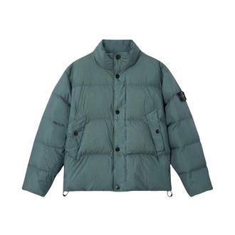 Stone Island Jassen, Heren, Groen, L, Nylon, Garment Dyed Crinkle Reps NY Down Jacket