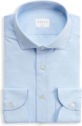 Xacus Frans Kraag Oxford Overhemd Tailor Fit - Heren - Zakelijke Overhemden - Blauw - 5XL - Overhemden