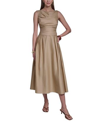 Halston Heritage Sleeveless Pleated A-Line Dress