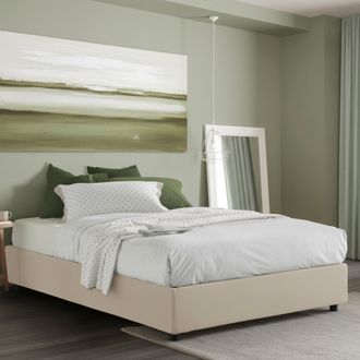 Dmora Talamo Italia - Cama Matrimonial Gioia, Cama Contenedor Con Revestimiento De Tela, 100% Made In Italy, Apertura Frontal, Con Colch&oacute;n Cm 140x200 Inclui