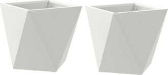 vidaXL Planter 2 pcs White 30 x 30 x 30 cm Steel vidaXL