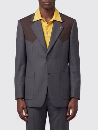Versace Blazer monopetto in Mohair e lana con spilla