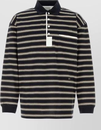 Bottega Veneta striped long-sleeve polo shirt