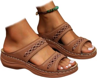 Generic Wide Width Orthopedic Sandals for Women Dressy Boho Slip-On Platform,Open Toe Summer Beach Shoes - Comfort Flat Sandals for Walking,Outdoor & Casual W