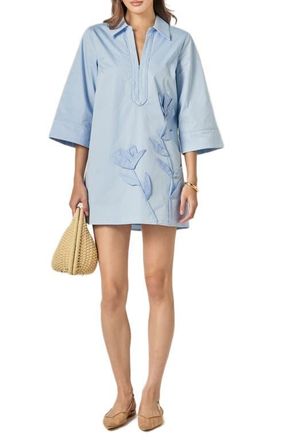 English Factory Floral Appliqu&eacute; Shift Minidress in Powder Blue at Nordstrom, Size X-Small