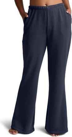Beyond Yoga Fade Out Flare Leg Sweatpants in Washed After Dark Navy at Nordstrom, Size X-Small