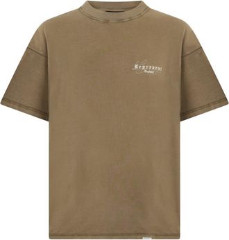 Represent Katoenen T-shirt met geborduurd logo - Heren - T-shirts - Bruin - L - Katoen - Tops