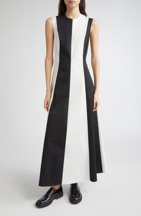 Nellie Partow Avenue Colorblock Sleeveless Maxi Dress in Pepper at Nordstrom, Size 0