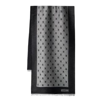 Moschino Sjaal met monogrampatroon en logoprint - Dames - Accessoires - Veelkleurig - Maat: ONE Size Wol