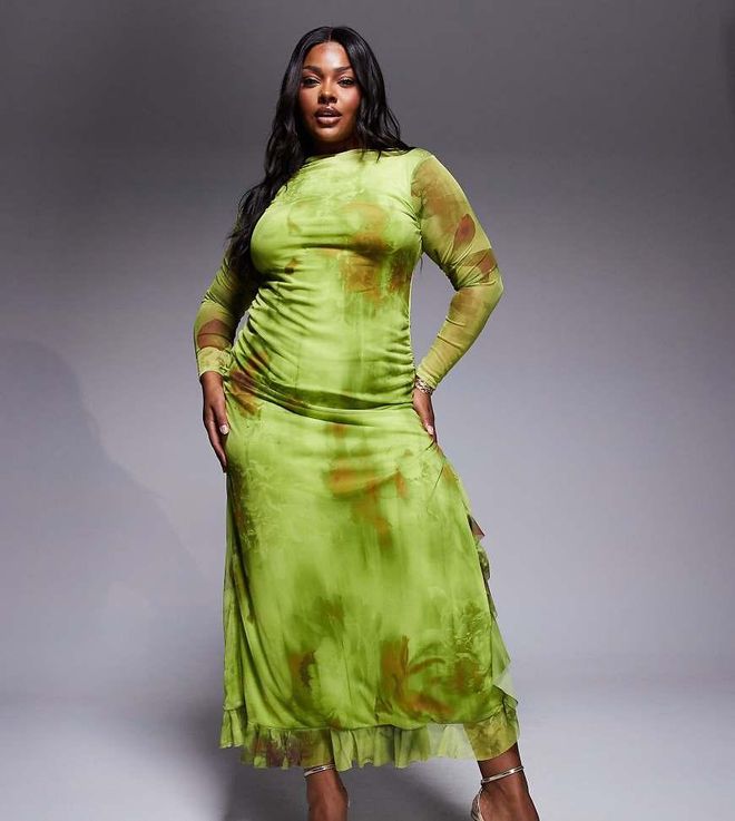 Asos Curve ASOS DESIGN Curve Robe longue imprimée en tulle à