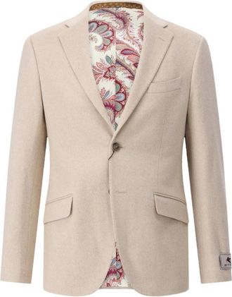 Etro Jassen, Heren, Beige, XL, Kasjmier, Kasjmier Blazer met Paisley Voering