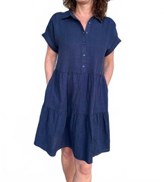 Michael Stars Greta Short Sleeve Tiered Dress In Nocturnal