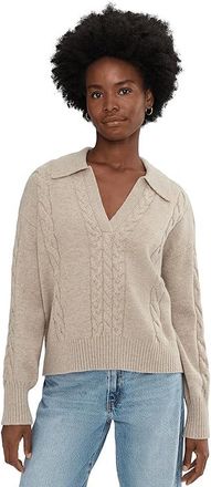 Splendid Jet Set Polo Sweater Womens Sweater Cappuccino Heather : XL (Womens 14-16), Cashmere/Cotton/Elastane