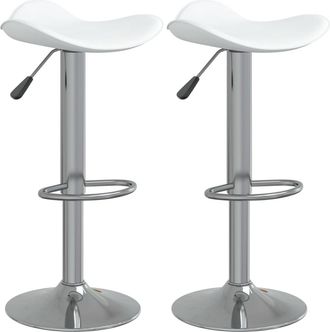 vidaXL Vidaxl - Taburete De Cocina 2 Uds Acero Cromado Cuero Artificial Blanco