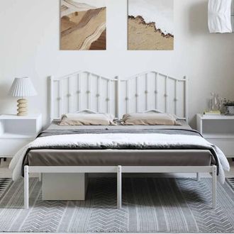 Berkfield Home Metal Bed Frame with Headboard White 135x190 cm Double