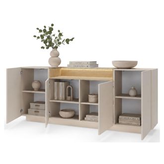 Dmora Aparador Halefa, Alacena 4 Estantes, Puerta Abatible, 4 Puertas, 103x40x83h Cm Beige