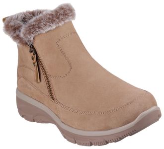 Skechers Winterboots SKECHERS EASY GOING-COOL ZIP, Damen, Gr. 35, hellbraun, Leder, Textil, Schuhe Winterboots, Winterschuh, Reissverschlussstiefel mit 3M Scot