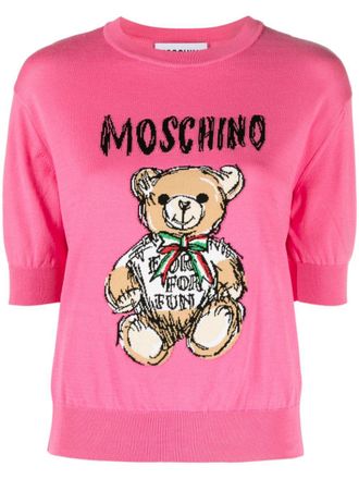 Moschino Cropped intarsia trui - Roze