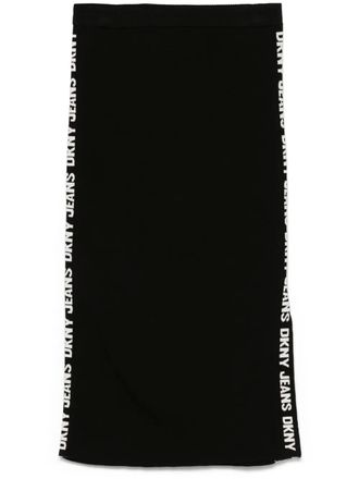 DKNY fine-ribbed midi skirt - women - Cotton/Nylon - L - Black