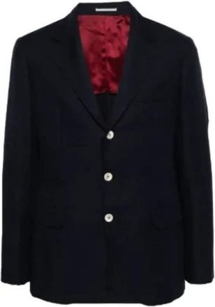 Brunello Cucinelli Navy Wool Cotton Blazer, Brand Size 50 (US Size 40)