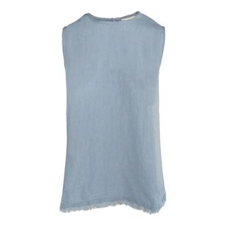H&eacute;st Faded Denim Linen Top - female - H&Eacute;ST - Sleeveless Tops - Blue - L - Tops