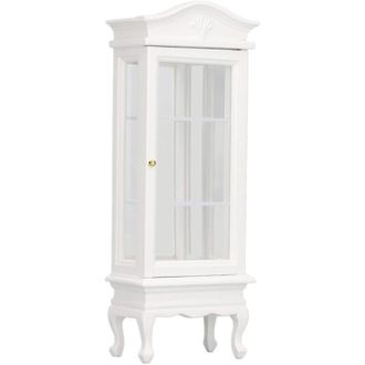 OEM Armario De Madera En Miniatura Para Casa De Mu&ntilde;ecas A Escala 1:12, Techo Arqueado Blanco, Una Puerta, Vitrina
