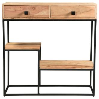 Miliboo Console 2 cassetti in acacia e metallo L80 cm GRENELLE