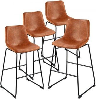 OEM Juego De 4 Taburetes De Bar, Sillas De Cocina De Piel Sint&eacute;tica Con Respaldo Y Estructura De Metal, Asiento 65 Cm, Carga 149,7 Kg, Para Cocina, Comedo