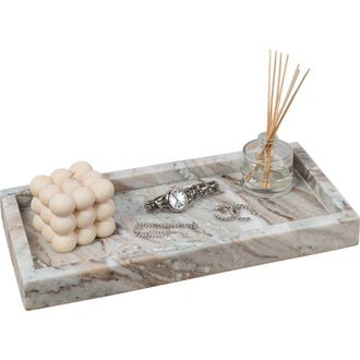 Happimess Luxe Stone Classic Minimalist Rectangular Marble Bathroom Countertop Tray in Beige Marble at Nordstrom