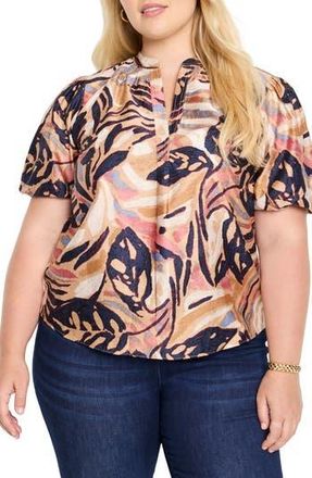 Nic+Zoe Terra Cotta Garden Cotton Top in Neutral Multi at Nordstrom Rack, Size 1X
