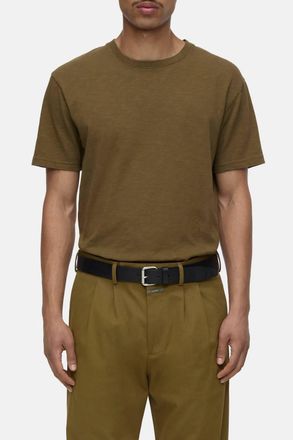 Closed Organic Cotton Classic Slub Short Sleeve T-Shirt In Golden Moss