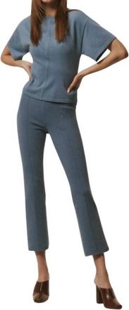 White + Warren Superfine Organic Cotton Kick Flare Pants In Stone Blue