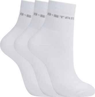 G-Star Sportsocken G-STAR MUSK, 3 PACK ANKLET SPORTS SOCKS, Damen, Gr. 35-38, hellwei&szlig;, Materialmix, unifarben, Socken Sportsocken, unifarben, mit Logo-Jacqu