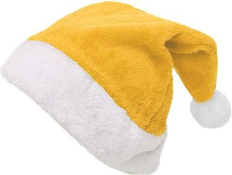 Generic Xmas Hat Christmas Hat for Adult Deluxe Plush Santa Hat with a Faux Fur Pompom on top and Wide for Santa Costume Christmas Hats Adult Gold